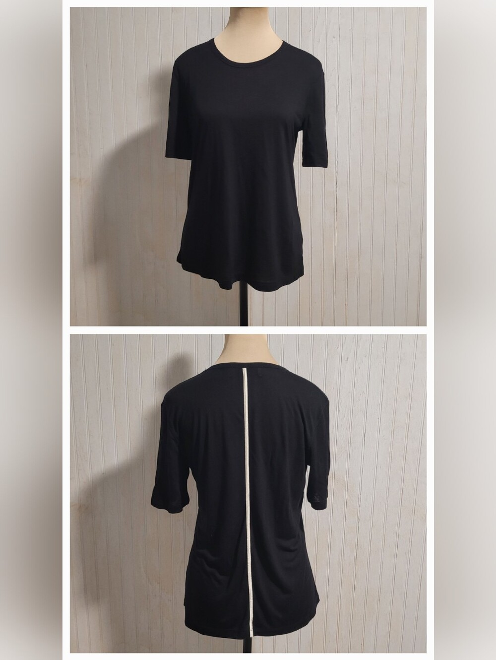 La Ligne New York Rare Silk Blend Back Stripe Tee Shirt Small EUC